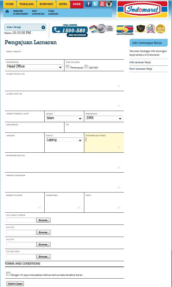 cara mengisi surat permohonan lamaran kerja di indomart